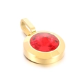 Elegant gold-plated pendant with a large faceted round red crystal stone - Red Gemstone Gold Base (KP100727-K)
