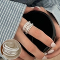 Minimalist multi-layer rope twist silver ring in a stylish stacked design for women - Open Adjustable / Five-Layer Rope Twist Braided Style (JZ7742)
