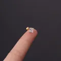 Square clear zircon ear stud with gold plating and screw back closure on finger - Single Square Zircon (HSPJ356-18#G)