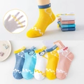Five pairs of kids mesh mid-calf socks with weekday bear patterns and pastel colors - Days of the Week Mesh (Assorted)
