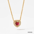 Halskette aus Titanstahl mit Herzanhänger und rotem Edelstein in goldener Optik - Gold Roter Stein (KDD381)