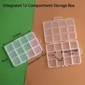 12-compartment clear plastic storage box with 13.5x10x1.75cm outer dimensions - 12 Compartments with Slot (13.5*10*1.75cm)