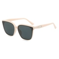 Occhiali da sole oversize bicolore crema e nero con dettagli in metallo e lenti grigie - Montatura Beige Lente Grigio Nero