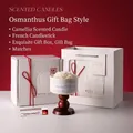Osmanthus scented candle gift set with camellia candle and wooden holder in a red box - Osmanthus [Gift Box + Bag]