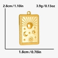 Detailed size chart of 18k gold plated sun and moon pendant with dimension markings - 18K Gold/Sun Moon Star / Gold