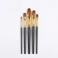 5-piece synthetic fiber paintbrush set with assorted tips in professional card packaging - 5Pcs Filbert HB028C / Black