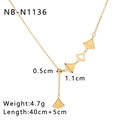 Technical size chart for the gold fan-shaped necklace showing 40+5cm length and weight - Fan Shaped Lucky Engraved Style (NB-N1136) / 18K Gold