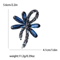 Silver dragonfly brooch featuring deep blue crystal and purple rhinestones, 5.6cm length - Blue-3992