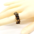 Elastic ring featuring natural irregular tiger eye stones with a golden brown finish - Tiger's Eye