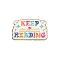 Rectangle enamel pin with 'KEEP READING' text and open book on a golden background - Book Shape-KeepReading (QHXZ1273)