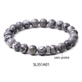 Handmade Grey Jasper beaded bracelet with elegant silver engraved spacer bead - SL351A01 Grey Jasper Bracelet