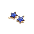 Blue star-shaped pendant with golden metal frame and faceted glass crystal detail - Royal Blue