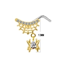 Piercing de nariz telaraña dorada con colgante de araña y circonitas, tamaño 13mm - Estilo Telaraña Araña Dorado (#4)