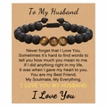Handmade tiger eye and matte stone bead bracelet for husband on a greeting card - To My Husband