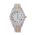 Orologio donna quarzo lusso con calendario, cristalli e cinturino bicolore oro argento - Oro e Argento