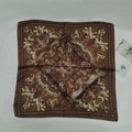 Elegant dark brown square silk scarf featuring a detailed vintage paisley pattern - Coffee Cashew Small Square Scarf/silk Scarf / 65