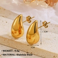Golden stainless steel teardrop earrings on textured stone, 15.6g weight 18K gold plated - Minimalist Teardrop Shape (Gold Earrings 457G)