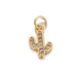 Detailed 18K gold-plated cactus pendant accessory with sparkling crystals for jewelry making - White Zirconia Cactus