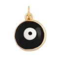 Golden round pendant featuring a black and white enamel evil eye charm for jewelry making - M659608 / Black