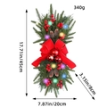Christmas teardrop wreath with pine cones and red berries with LED lights and bow - K1-23 Spruce Swag (Multicolor Light)