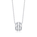 Classic 925 sterling silver necklace with a cylinder moissanite pendant and O-chain - (s925 Silver + Moissanite P11742) / Chain Length 40cm + 5cm (extension Chain)