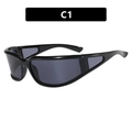 Y2K Sportliche Sonnenbrille mit schmalem schwarzem Rahmen und grauen Gläsern im Retro-Stil - Glänzendes Schwarz / Grau