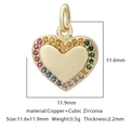 Golden heart pendant with rainbow cubic zirconia and size 11.6x11.9mm specs - Multicolor Zirconia Style 18 / Gold