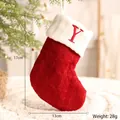 Red cable knit Christmas stocking with embroidered letter Y and white cuff trim - Letter Y