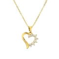 Elegante collana dorata con ciondolo a cuore asimmetrico, accenti rossi e cristalli lucidi - Zircone Chiaro Completo