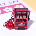 Mini red slot machine toy keychain with movable lever and lucky 7 symbols - Red + Red Bell + Lobster Buckle / 1000 Minimum Order