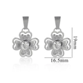 Silver clover earrings with clear gemstone and dimensions 19mm by 16.5mm - Four-Leaf Clover / Four-leaf Clover-Silver