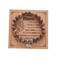 Colorful beaded bracelet with silver elephant charm on a Mother's Day gift card message - Multi-color Natural Stone Elephant Bracelet