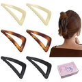 Set of 6 matte triangle hair claws in beige, tortoiseshell, and black with gift box - Set 5
