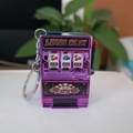 Mini purple slot machine keychain with silver chain and functional red handle - Blue-purple + Flat Circle / Minimum Order Of 5 Pieces