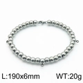 Polished stainless steel 6mm bead bracelet with lobster clasp, 190mm length variant - Style B 6mm (KLJ6678-Z)