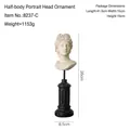 Nordic female bust resin sculpture on a classic black pedestal base for office decor - 8237-C Apollo