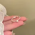 Minimalist S925 sterling silver open pearl ring with twisted rope design - J5978 Twisted Pearl Open