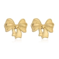 Élégantes boucles d'oreilles nœud plaquées or 18K avec finition miroir polie sur blanc - Style Nœud Papillon Poli Minimaliste (CE00240YS)