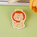 Cute cream yellow bear acrylic brooch pin with red strawberry hat for backpack decoration - Strawberry Bear