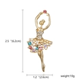 Golden ballet girl brooch with colorful rhinestones and size dimensions in inches - Gold Hollow Colorful Rhinestone