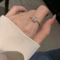 Τετράγωνο Emerald Cut Pavé Στυλ / 3# Δαχτυλίδι - Χρυσό Ζιργκόν Τετράγωνο