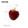 Colgante de cereza rojo oscuro pulido con anillo dorado para joyería DIY 15mm - VD1698 Rojo Manzana Pequeña