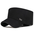 Casquette militaire noire classique avec badge métallique Sports Style sur fond blanc - Réglable / Noir