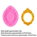 Pink silicone mold for DIY baroque oval photo frames with golden finish result - Style 4 (15-689) / Pink