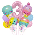 Detail of pink number 3 balloon with candy and ice cream balloons for birthday party - Ice Cream Candy Number 3