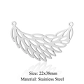 Macro detail of a 22x38mm stainless steel feather wing pendant for DIY jewelry - Silver Large Wing (22x38mm) / 5 Pcs/Pack