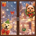 Christmas static window stickers featuring festive Labrador and Yorkshire Terrier pups - 2-Piece Set (BQ620+BQ623)