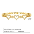 Detail of gold heart link bracelet made of copper and AAA cubic zirconia with dimensions - Hollow Heart Round Clasp