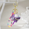 Cute lollipop keychain with purple liquid quicksand and colorful candy-colored beads - Chain Style [Purple]