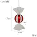 Ornamento natalizio a forma di caramella a righe bianche e rosse misura 17,5cm - Caramella a Sfera a Strisce Stile B